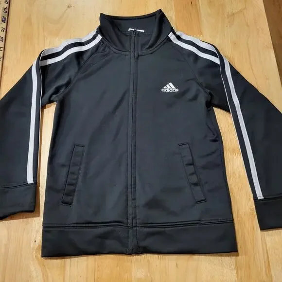 Adidas Stripe Kids Zip Front Soccer Jacket Back Detail Size